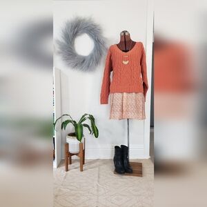 Women's Sweater Orange Daytrip Oversized NWT Fall Top Cableknit Rust Autumn Warm